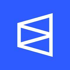 Polymarket logo in white on blue background