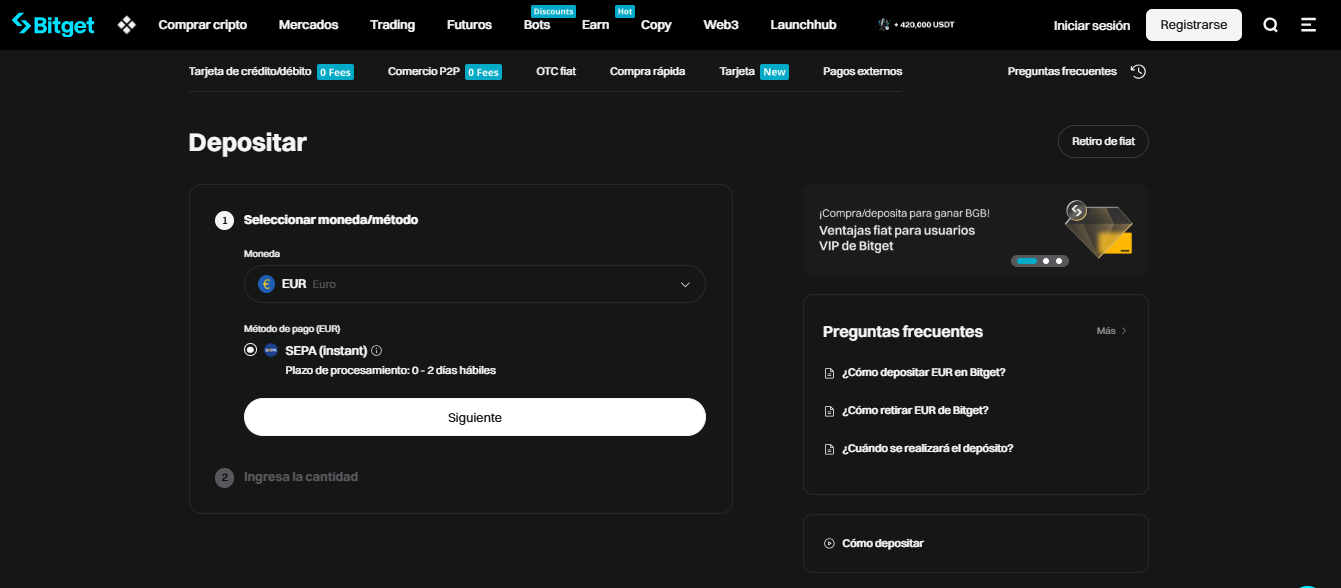 depósito bitget