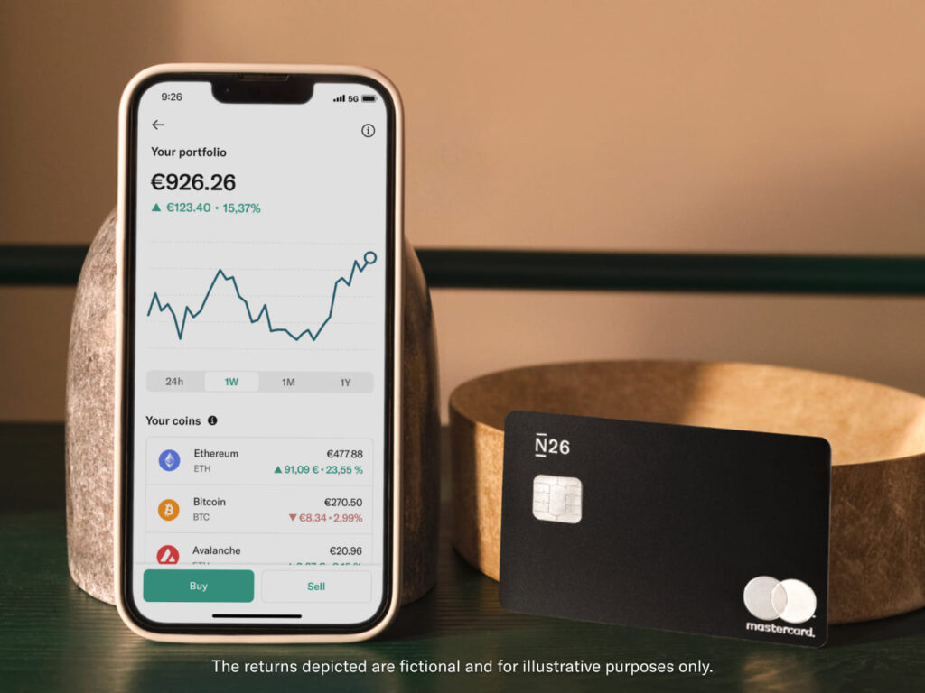 Interface de criptomoedas da N26