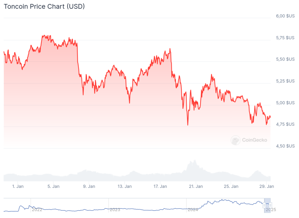 Gráfico diário da TON