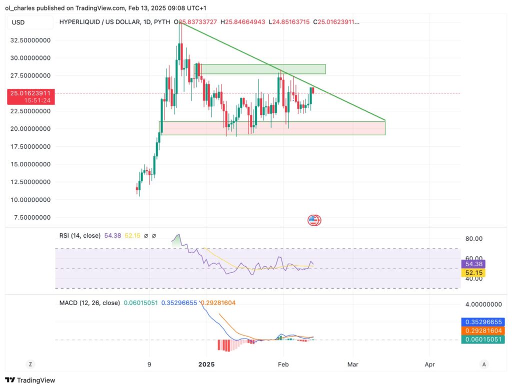 gráfico de preços do Hyperliquid HYPE diário