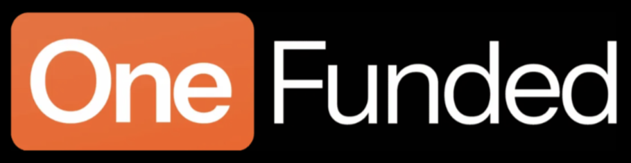 Logo One Funded escrito em branco com fundo laranja para One e preto para Funded