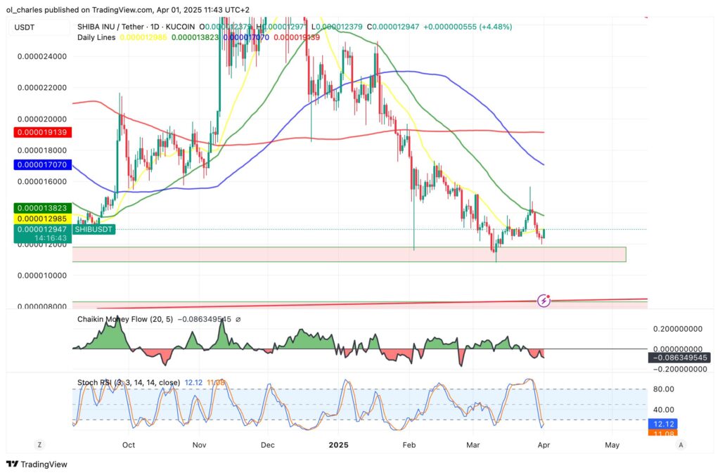 gráfico de preços do shib em 1D