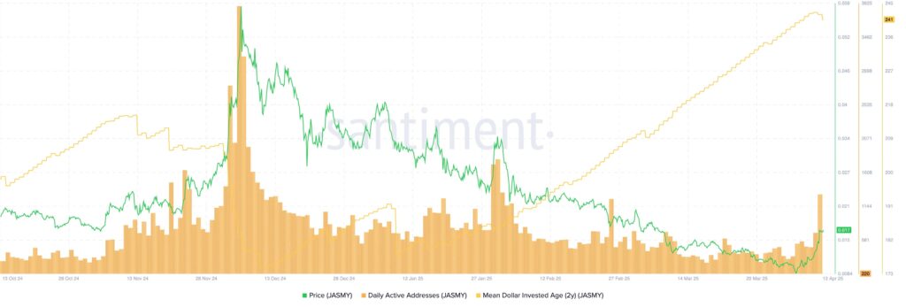 As endereços ativos de Jasmy