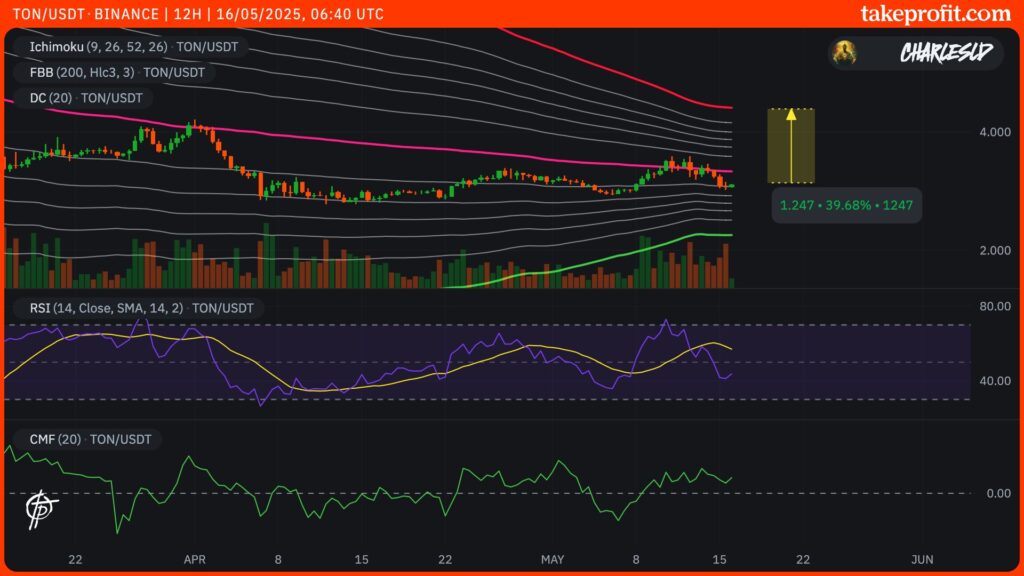 Gráfico do preço do TON em 12H