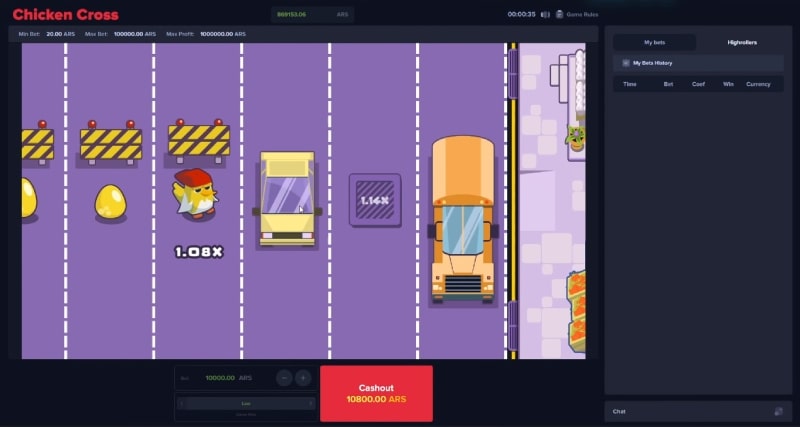 chicken cross mini-jogo casino