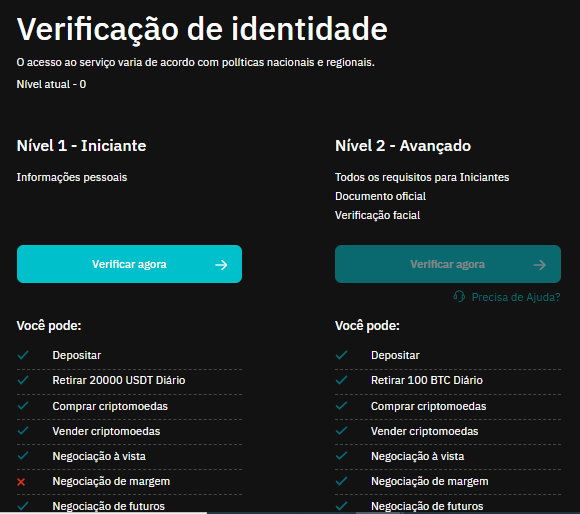 Nível KYC Bitmart