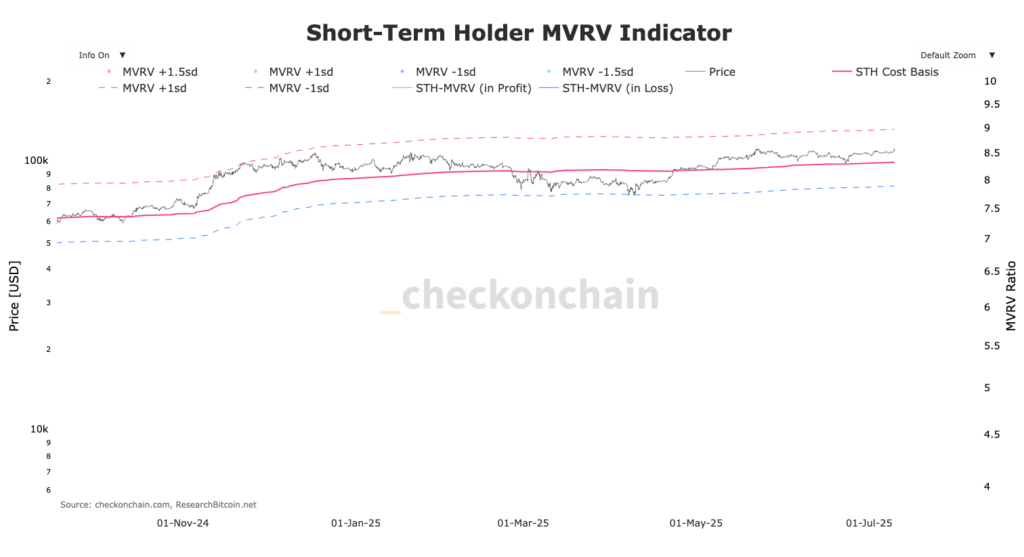 gráfico mvrv dos STH Bitcoin
