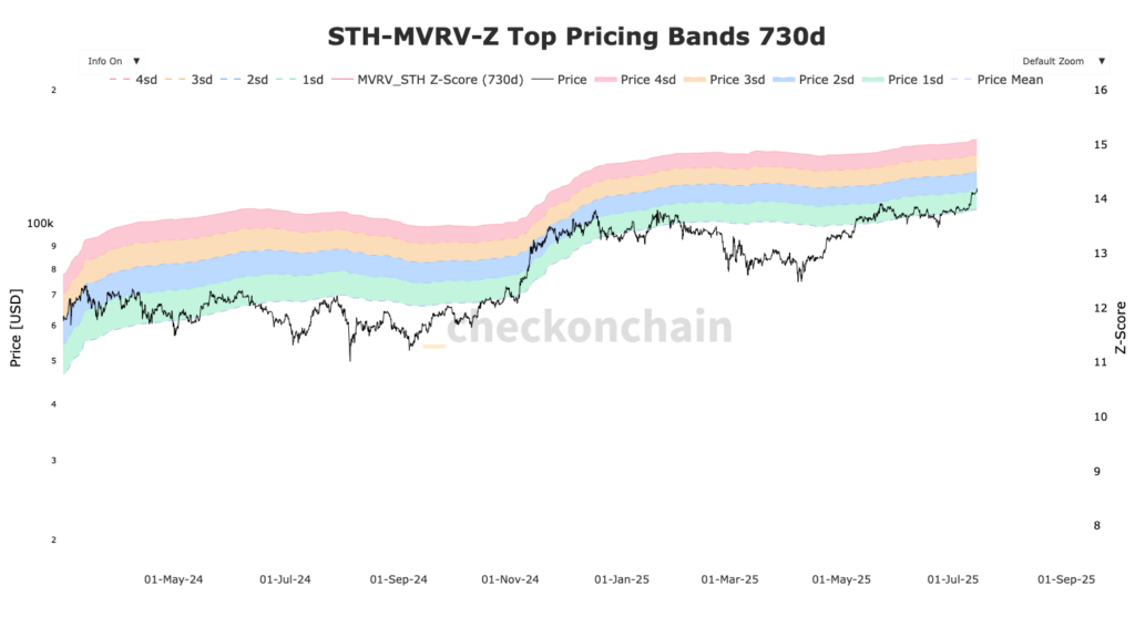 gráfico MVRV pricing bands STH BItcoin