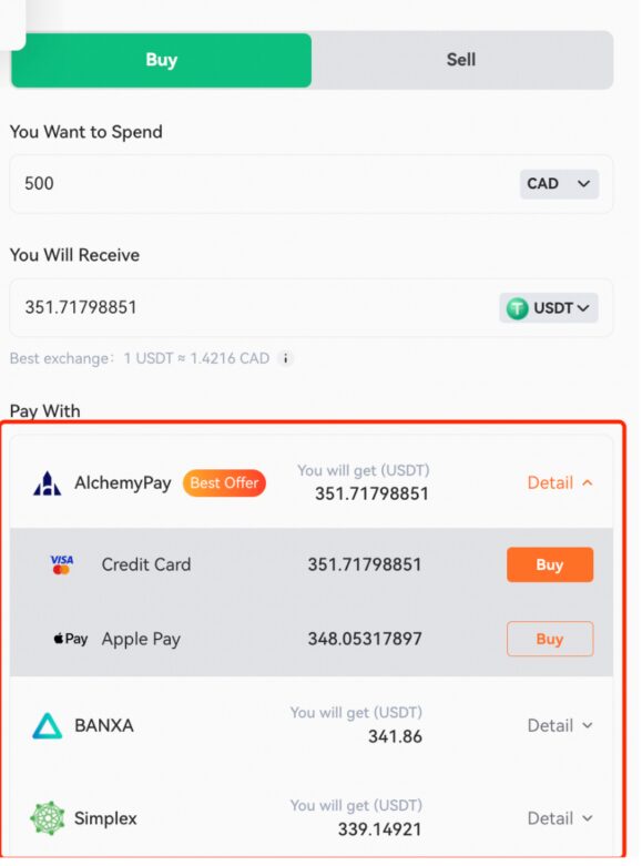 Choisir moyen de paiement