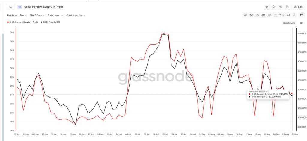 gráfico supply em lucro em SHIB