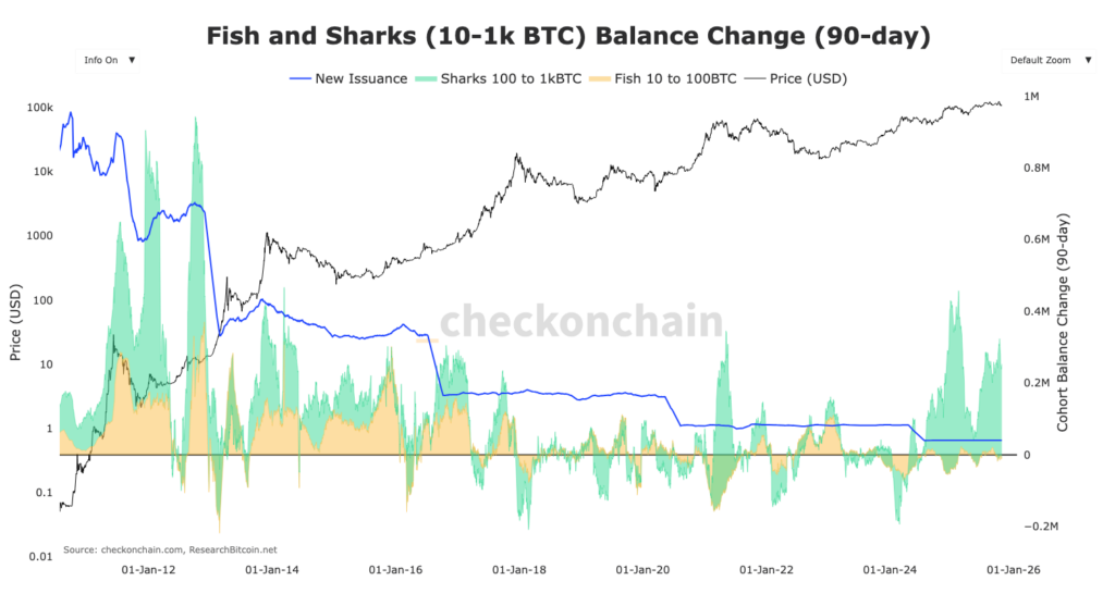 gráfico das despesas dos fish and sharks Bitcoin com preço do BTC