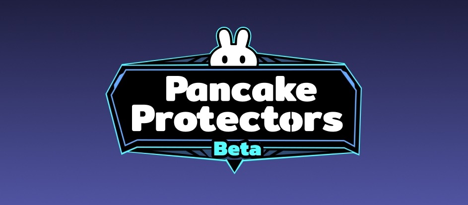 Um banner violeta com o logótipo do jogo Pancake Protectors em versão beta