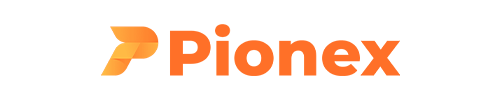 O logotipo da Pionex em laranja sobre um fundo branco