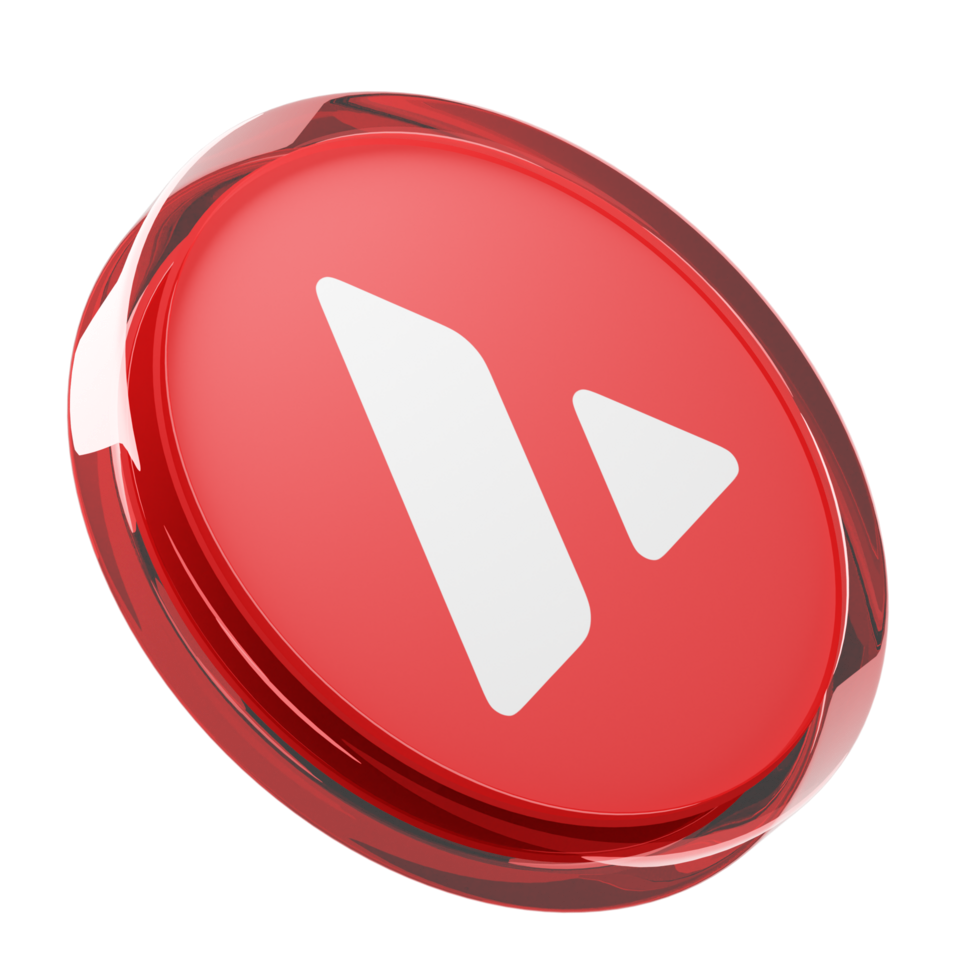 Token AVAX Avalanche em vermelho e branco sobre fundo branco