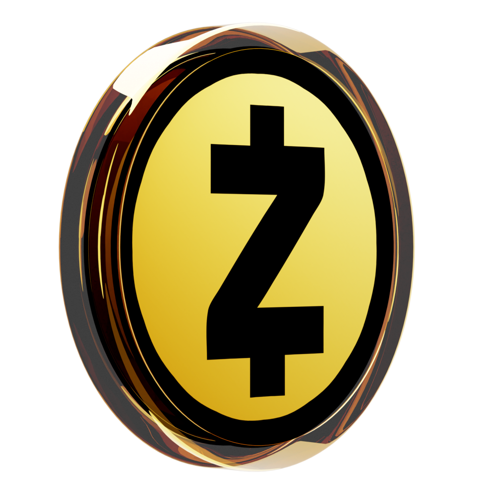 Um token com bordas transparentes e o logotipo Zcash ao centro