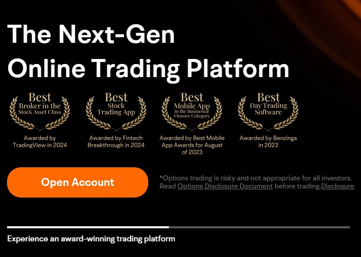 Uma captura de ecrã da página inicial do site da Moomoo